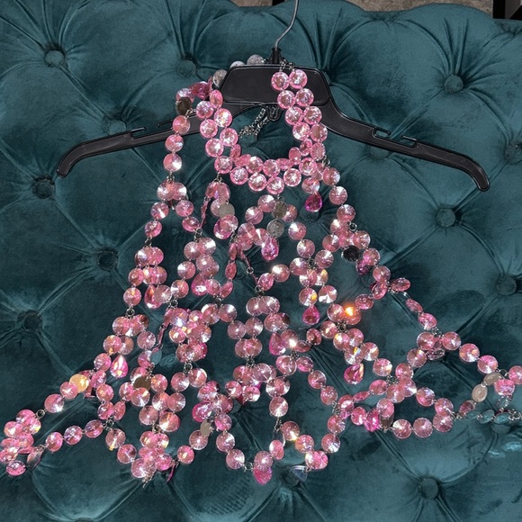 Nasty Gal Pink Halter Jewel Crop Top - Great for Festivals - Picture 5 of 5